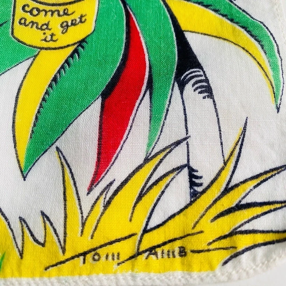 Vintage Tom Lamb Child's Handkerchief with Elephants, 1940s Childs Hankie